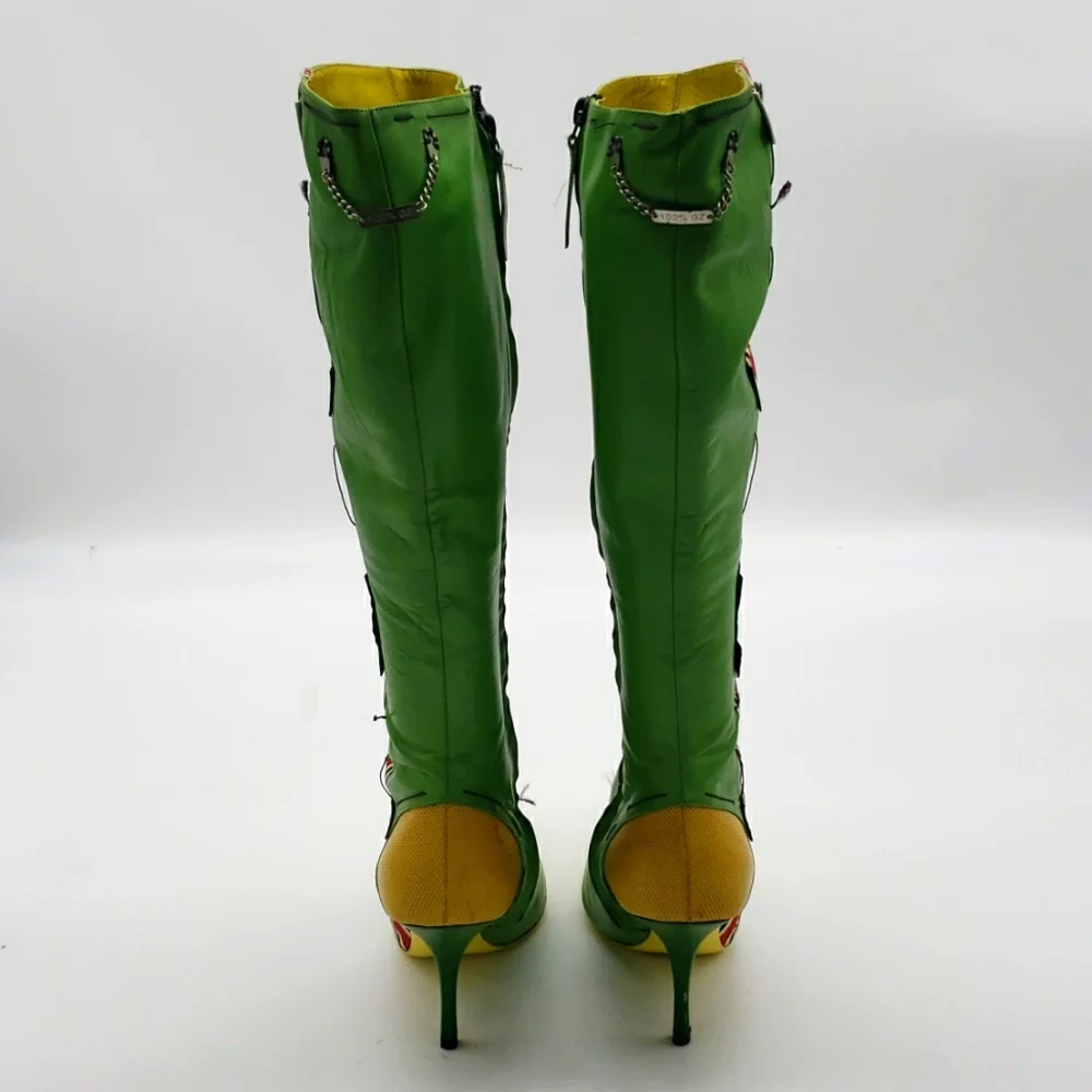 GIUSEPPE ZANOTTI SIZE 40 COLOR GREEN AND YELLOW 100% AUTHENTIC & ITS USED ITEM - Picture 4 of 11